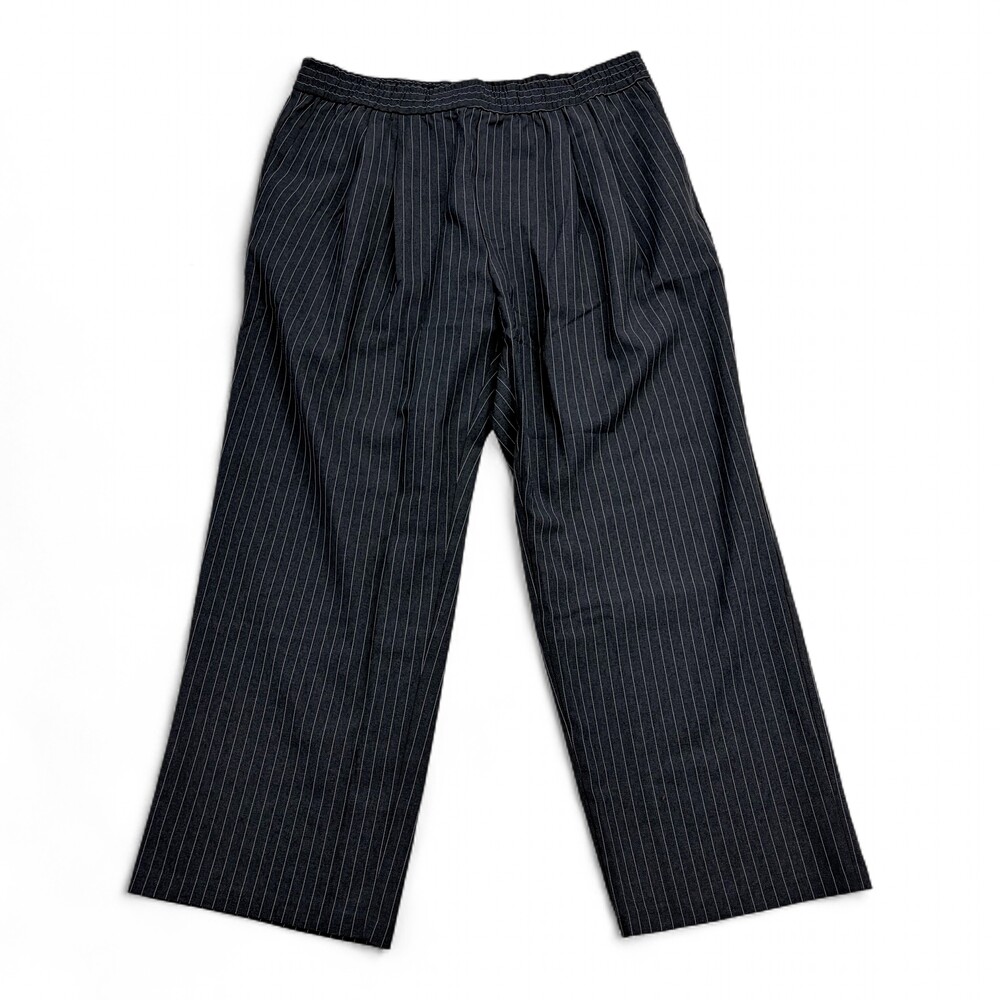 Topshop Plus 14 Pinstripe Wide-Leg Trousers Elastic Waist